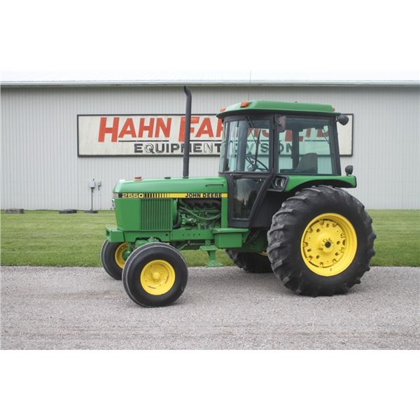 JD 2550 2wd tractor, cab, air,  3377 hours