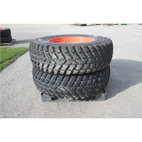 Set of 2 Nokian 480/80R34 tires on Kubota rims, cast centers, 6" pilot, 8" bolt circle