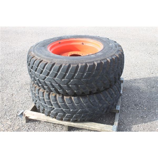 Set of 2 Nokian 360/80R24 tires on Kubota rims, 6" pilot, 8" bolt circle