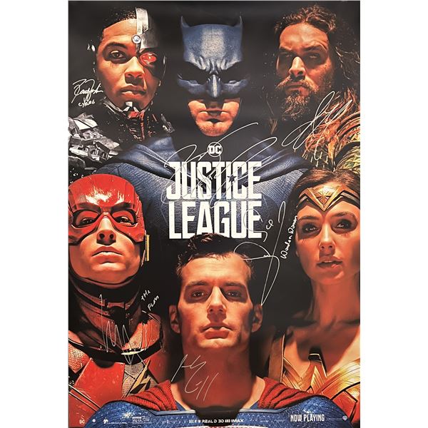 Justice League cast signed movie poster