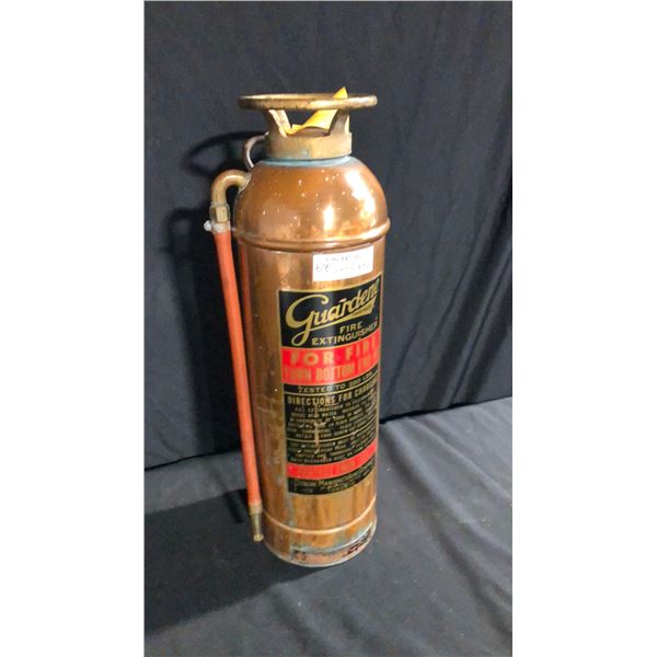 COPPER/BRASS GUARDENE TRADEMARK PUMP TANK FIRE EXTINGUISHER 24" H