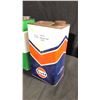 Image 5 : 5 MISC EMPTY CANS INCL 1 GAL CASTROL, GULF, 32 OZ WHIZ MOTOR RYTHM,  COLEMAN 1L CAMP FUEL,