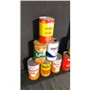 Image 2 : 12 MISC EMPTY MOTOR OIL CANS 1.4 LITRES INCL CO-OP, CASTROL, QUAKER STATE, LUBIE LUBE, TEXACO,
