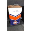 Image 2 : 3 IMPERIAL GALLON MOTOR OIL CANS INCL GULF (WITH CONTENTS), EMPTY TIDEX AND ILO W.B.DICK & CO.LTD.