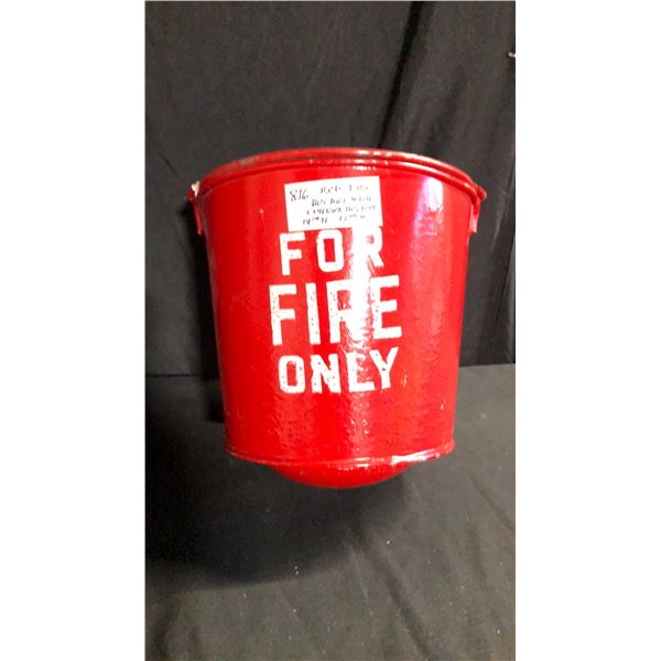 RED FIRE BUCKET WITH CONVEX BOTTOM D12" X W12" X H14"