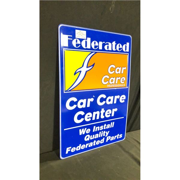 FEDERATED CAR CARE CENTER TIN SIGN W24  X H36 