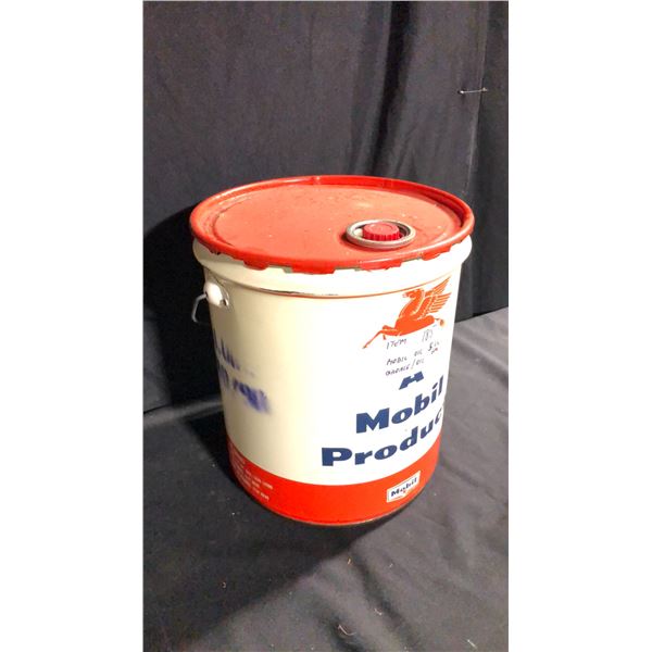 MOBIL OIL 5 US GAL GREASE/OIL EMPTY DRUM H13.25"