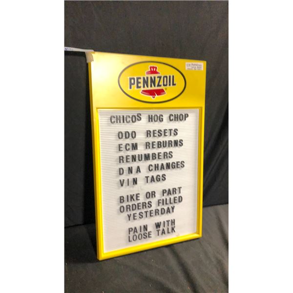 PENNZOIL SCRIPT BOARD (CHICOS HOG CHOP)