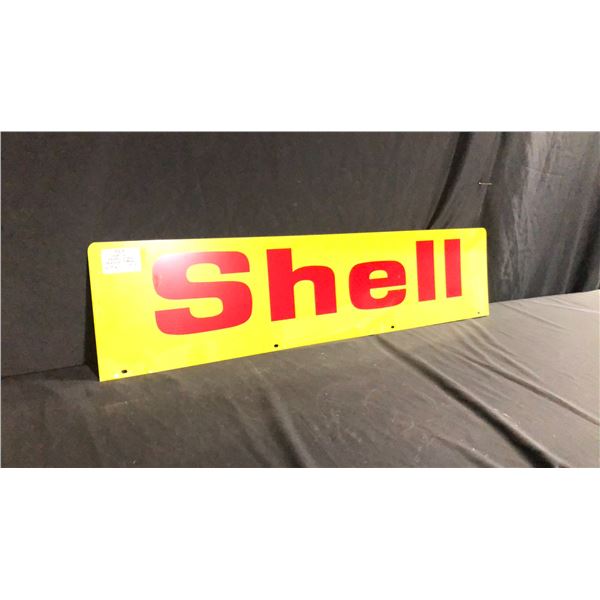 DOUBLE SIDED SHELL METAL SIGN W48" X H12"