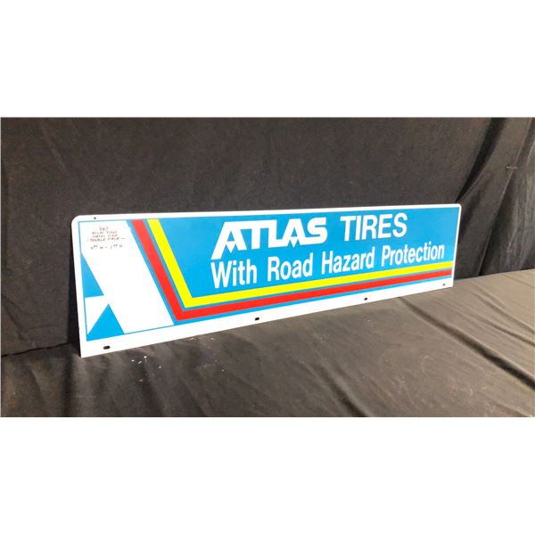 DOUBLE SIDED ATLAS TIRES METAL SIGN W48  X H12 