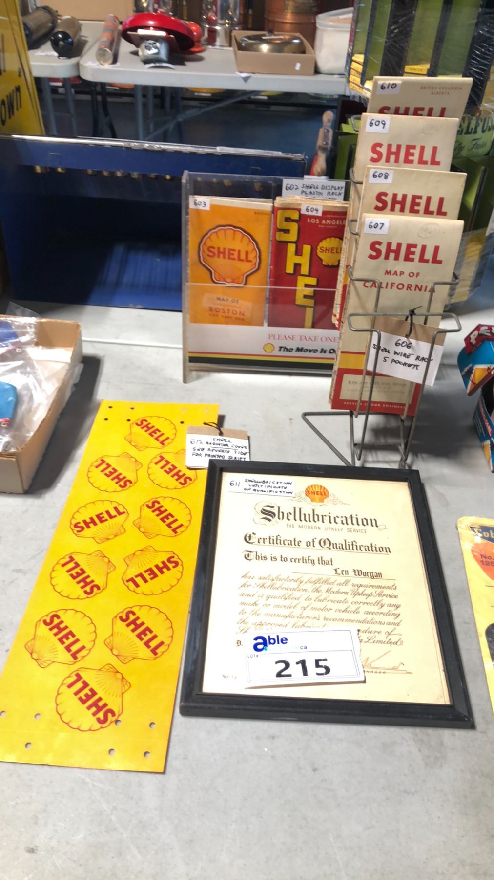 SHELL LUBRICATION CERTIFICATE, SHELL 7 DIFFERENT MAPS W/ RACKS AND ...