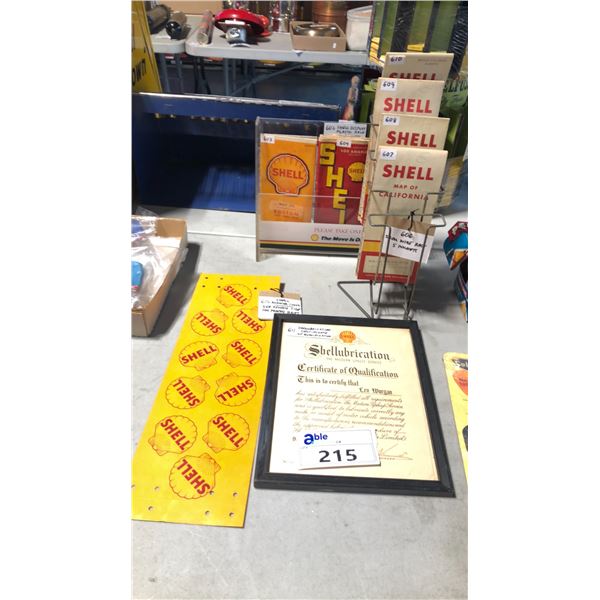 SHELL LUBRICATION CERTIFICATE, SHELL 7 DIFFERENT MAPS W/ RACKS AND SHELL RADIATOR COVER