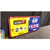 Image 2 : HANGING LOTTO SIGN W32" X H16" AND TRIPLE 7'S GAME SIGN WITH WOOD BASE-GLASS - CAUTION SHARP EDGES