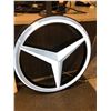 Image 1 : MERCEDES DEALERSHIP SIGN. 48" DIAMETER. 5MM VACUUM FORMED ACRYLIC, TRANSLUCENT SILVER CHROME.
