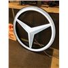 Image 2 : MERCEDES DEALERSHIP SIGN. 48" DIAMETER. 5MM VACUUM FORMED ACRYLIC, TRANSLUCENT SILVER CHROME.