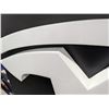 Image 8 : TESLA DEALERSHIP SIGN. 39" HIGH. 45"X45" WITH DISPLAY FRAME, WHITE ACRYLIC ON STAINLESS