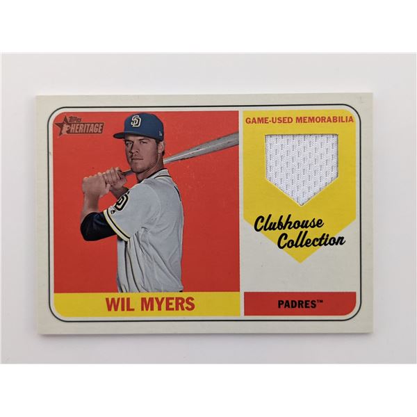 Wil Myers Baseball Trading Card with Game Worn Jersey Swatch - Topps Heritage Clubhouse Collection #