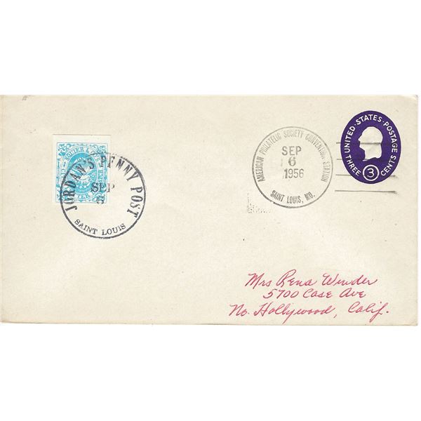American Philatelic Society Convention 1956 First Day Cover Jordan's Penny Post Reprint