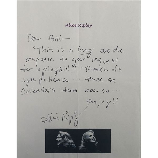 Alice Ripley Signed Note