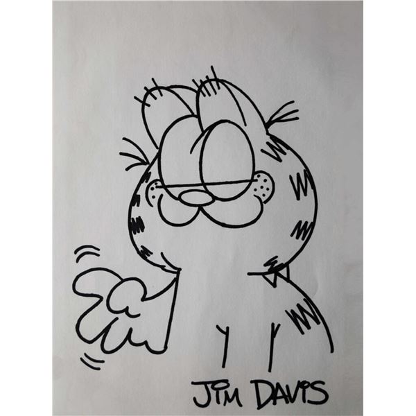 Jim Davis signed Garfield  sketch