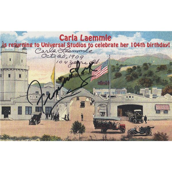 Carla Laemmle signed birthday invitation