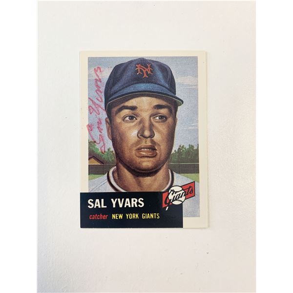 Sal Yvars signed baseball card
