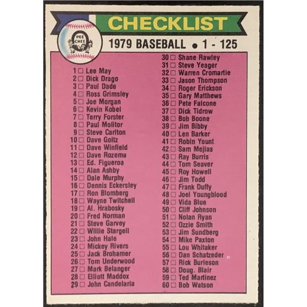 1979 O-PEE-CHEE CHECKLIST