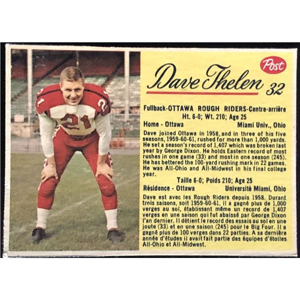 1963 POST CEREAL DAVE THELEN (HOF)