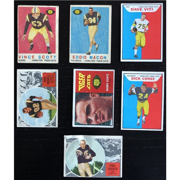 O-PEE-CHEE CFL HAMILTON TIGER CATS COLLECTION - 7 CARDS