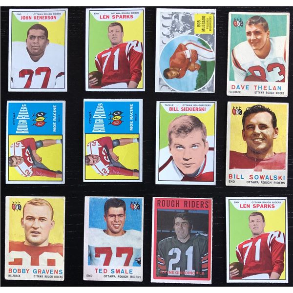 O-PEE-CHEE CFL OTTAWA ROUGH RIDERS COLLECTION - 12 CARDS