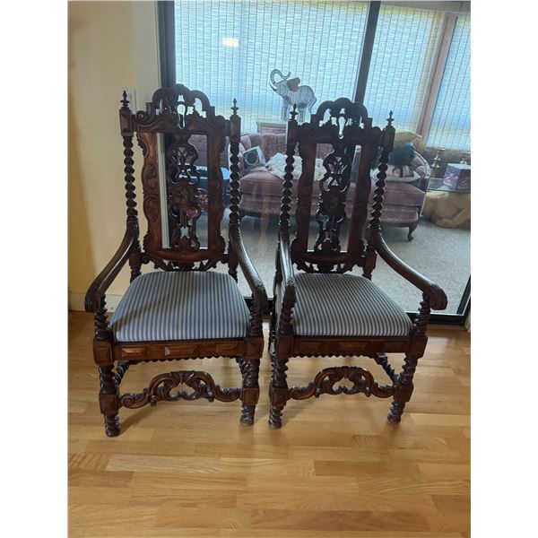 Pair Barley twist antique chairs