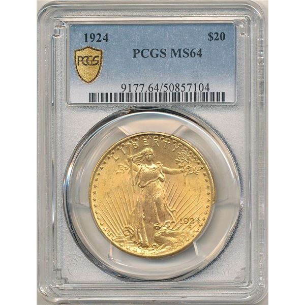Last Minute! 1924 Gold $20 Saint Gaudens PCGS MS64