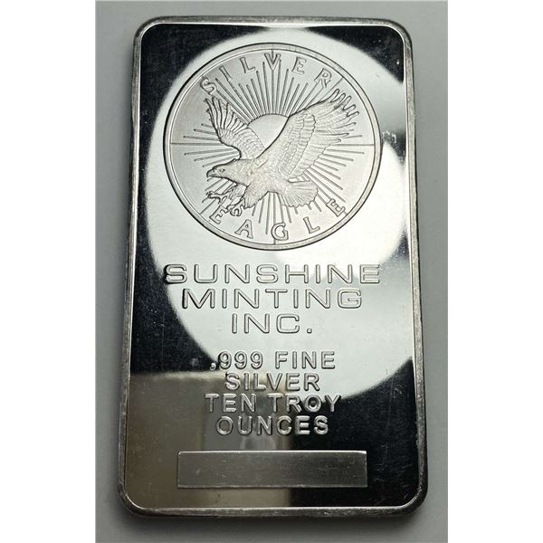 Sunshine Minting Inc. Eagle 10 ozt .999 Silver Bar