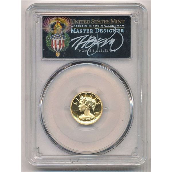 2018-W American Liberty $10 High Relief .9999 Gold PCGS PR70 DCAM Signed By Thomas S. Cleveland