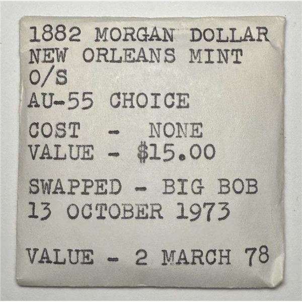 Wonderful Pedigree From 1882-O Morgan Silver Dollar AU55