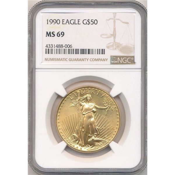 1990 Gold $50 American Eagle 1 ozt NGC MS69