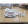 Image 1 : Royal Albert "Lavender Rose" Gravy Boat and Salt and Pepper Shakers