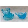 Image 2 : Teal Blue uranium glass boot - circa 1800s and glass bird