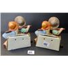 Image 2 : Vintage Hummel style boy and girl figurine wall pockets/bookends - Japan - 1950s