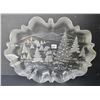 Image 1 : Frosted glass Christmas tray/bowl serving piece - 12.5"x17"