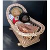 Image 1 : Vintage dolls w/ wicker cradle - Mattel battery op. - Black Americana - Polish - Ukrainian - Origina