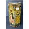 Image 2 : 100yr old victory V. candy tin - Octagon shape, Victorian woman in full dress - England 5"x10"