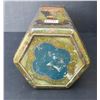 Image 5 : 100yr old victory V. candy tin - Octagon shape, Victorian woman in full dress - England 5"x10"