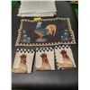 Image 3 : 72" x 108" lace table cloth and 4 rooster place mats