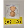 Image 1 : Two pennies – 2002 marked "P", very bright