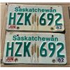 Image 1 : 1982 Pair of Saskatchewan License Plates