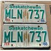 Image 1 : 1988 Pair of Saskatchewan License Plates