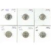 Image 1 : 6- US Silver Roosevelt Dimes 3-1954S, 3- 1955D UNC