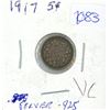 Image 1 : 1917 Canadian Silver 5 cent Coin