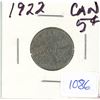 Image 1 : 1922 Canadian 5 cent Nickel Coin
